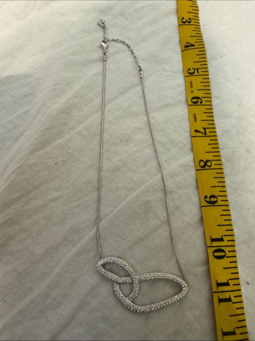 Swaraski Silver Crystal Interlocking Heart Necklace - Women Jewelry